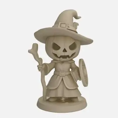 Pumpkin warlock Miniature 3D Printable D&D Character | Hallo