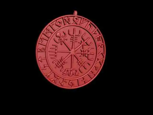 Busolă vikingă Vegvisir - Pandantiv cu rune centice