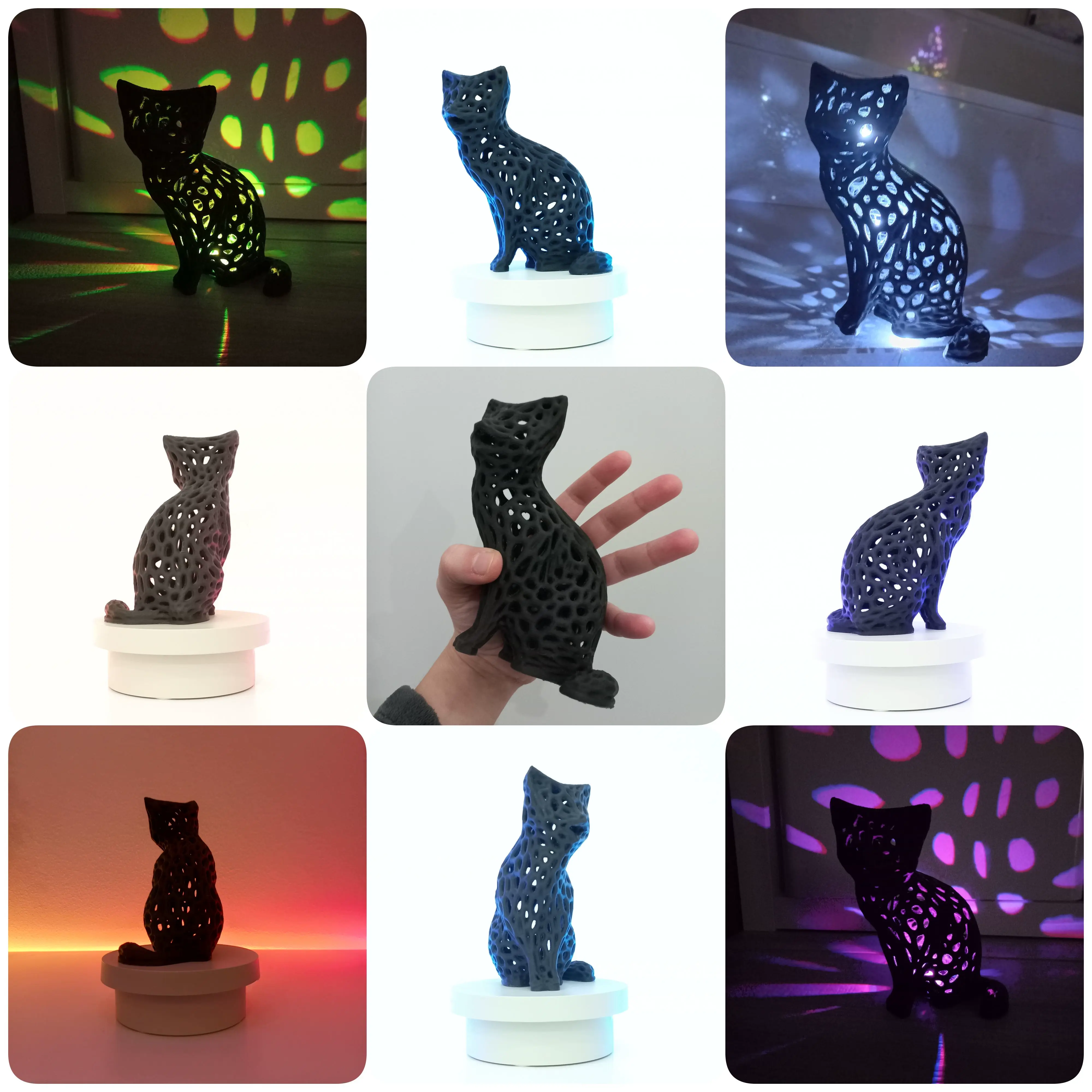 Modern Vornoi Lamp Cute Cat Statue NO SUPPORT