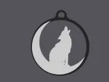 Howling Wolf On Moon - Keychain-0