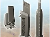 Large futuristic control tower with antenna and high platfor-2
