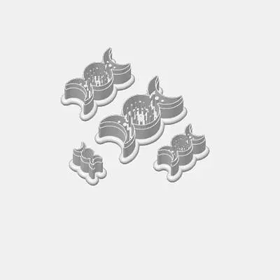 Triple Moon V01-01 Stars Design Polymer Clay Mold Cutter