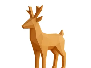 Low Poly Reindeer Figurine