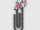 Paperclip Pencil with domestic bow - bookmark-1