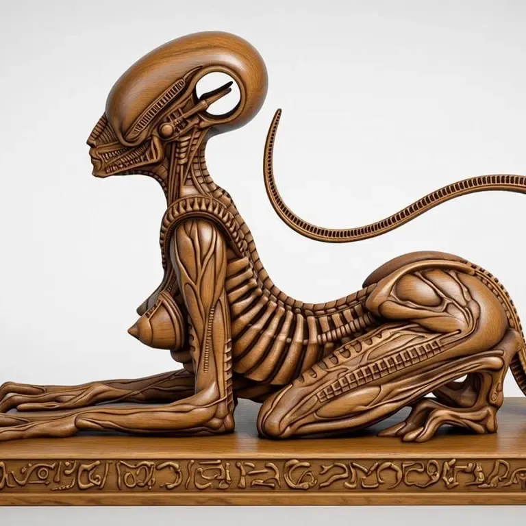 Alien sphinx statuette