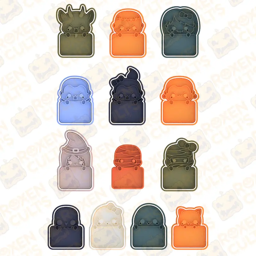 Halloween characters plaques cookie cutter set of 13