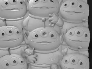 group of cute aliens exchanging weird toys