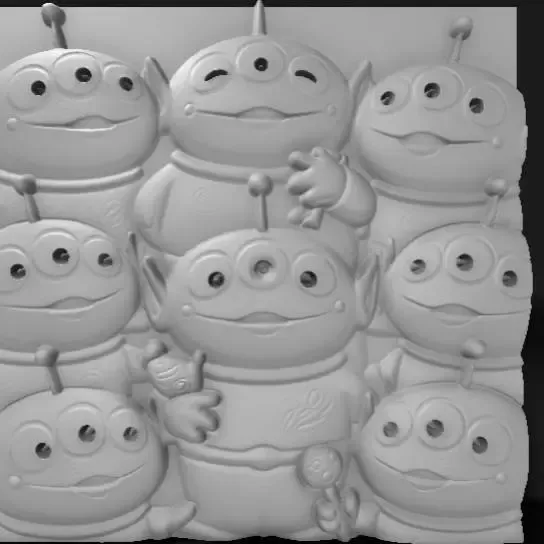 group of cute aliens exchanging weird toys