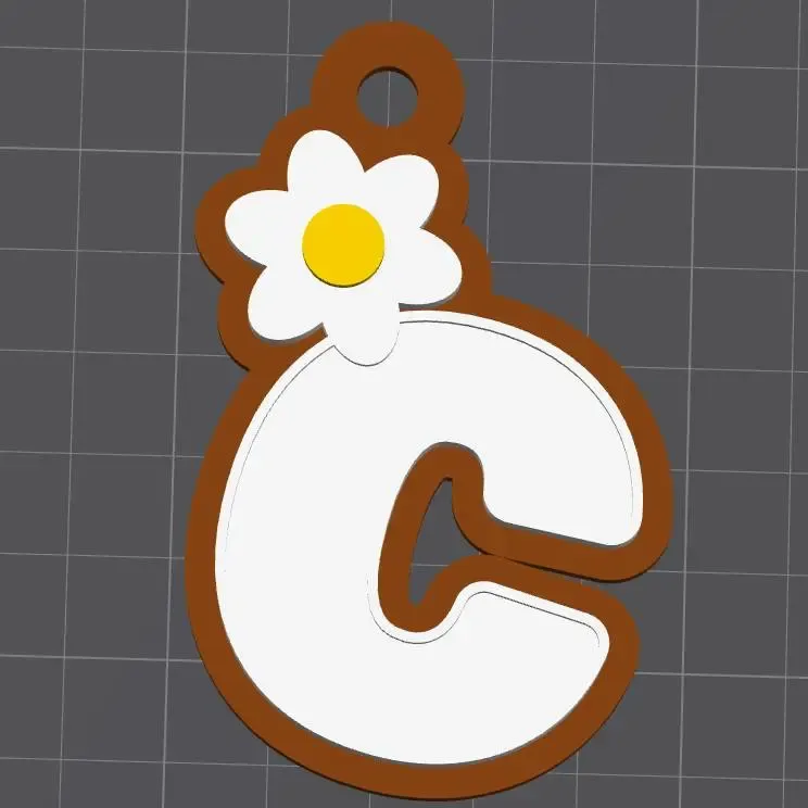 C capital letter flower keychain