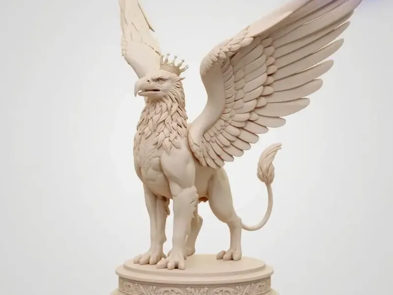 Griffon Royal Majestueux Créature Mythique Décor Fantaisie
