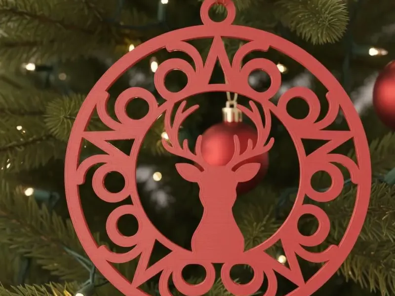 Filigree Reindeer Silhouette Christmas Bauble