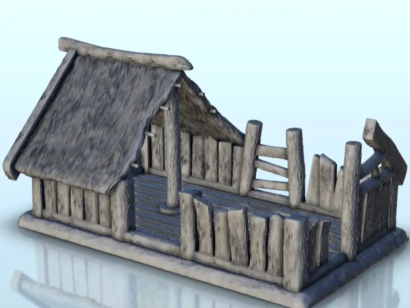 Ruins of destroyed medieval house with thatched roof (9) - m