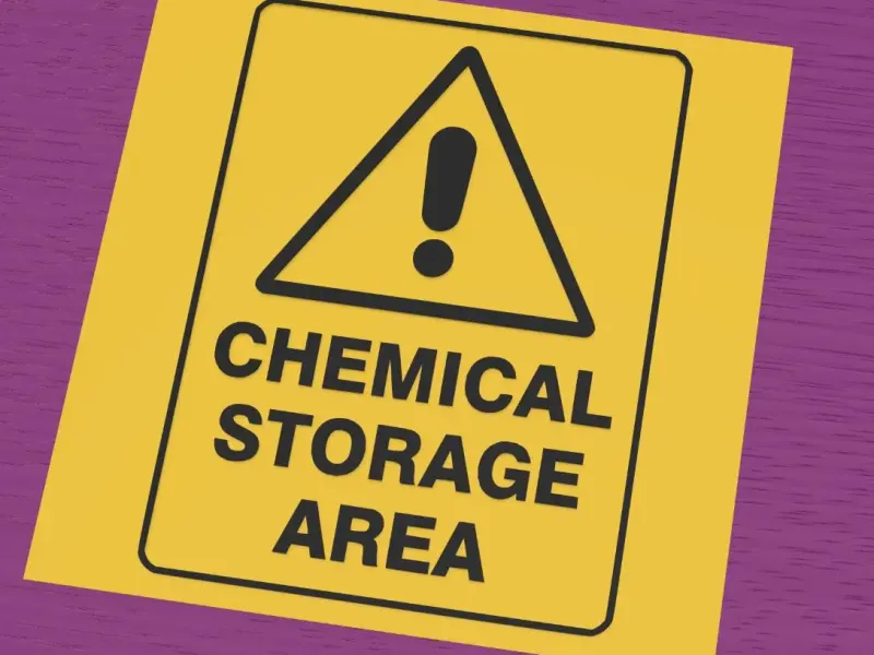 Warning sign: chemical storage area