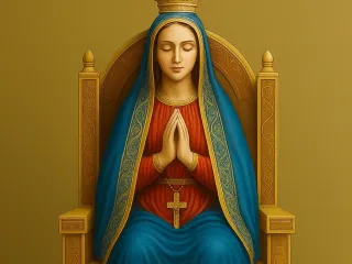 Nossa senhora Aparecida sentada em seu trono 