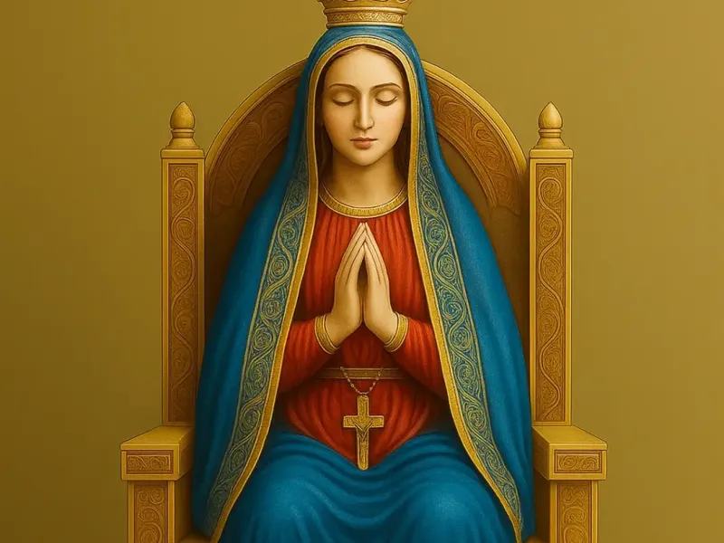 Nossa senhora Aparecida sentada em seu trono 