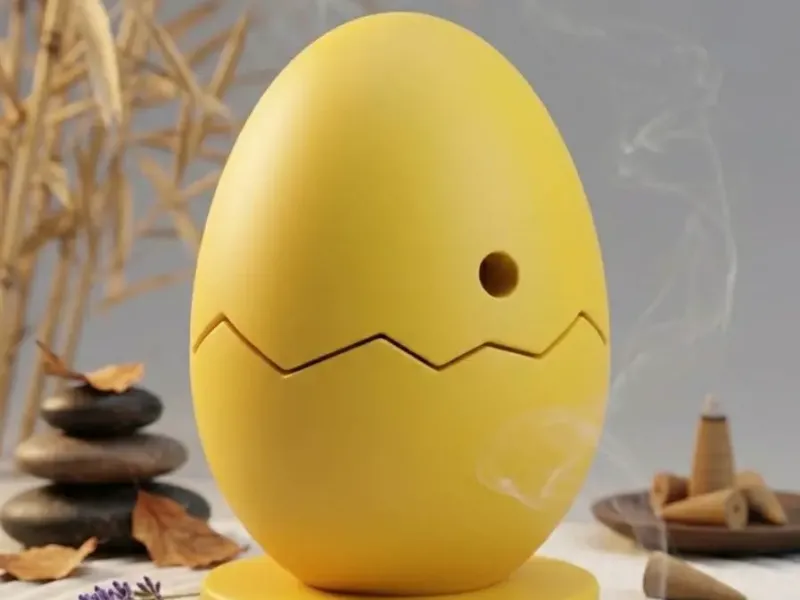 Soporte Minimalista para Incienso en Forma de Huevo de Pascua Roto: Decoración Zen