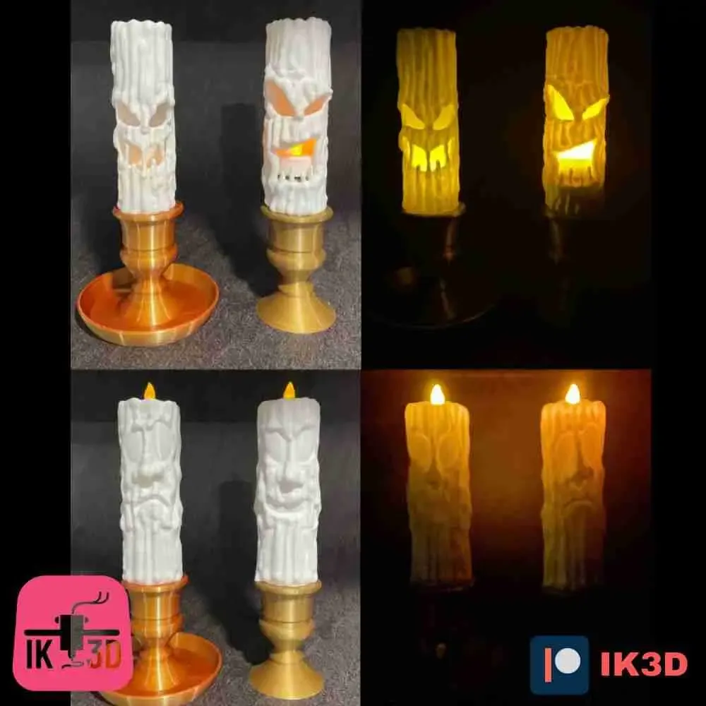 CREEPY CANDLES SET OF 4 + CANDLESTICK - EASY PRINT