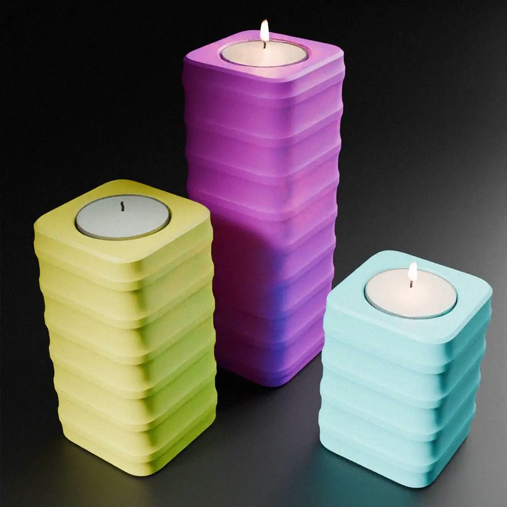 Set of 3 tea light holders Line Design