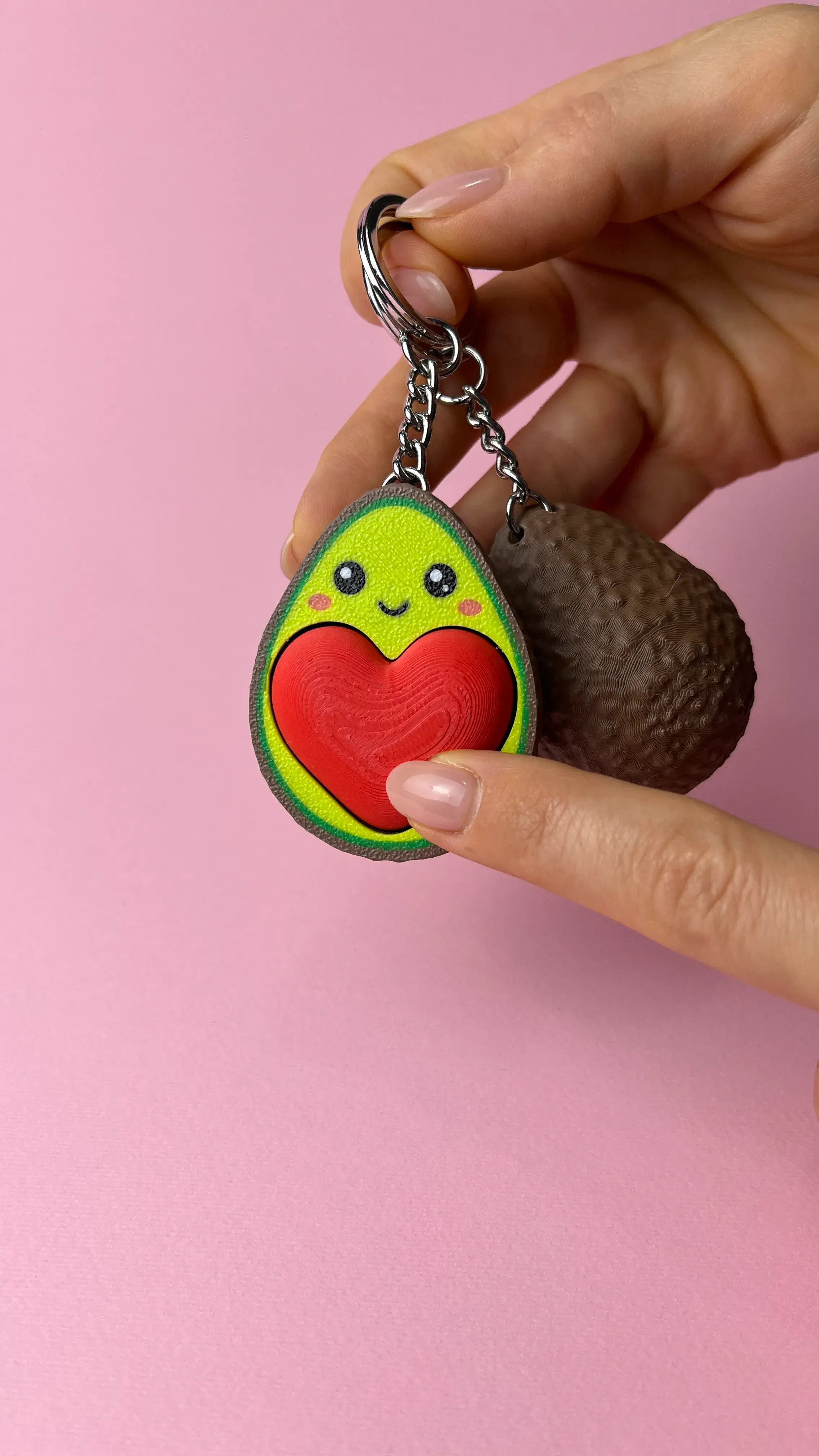 Avocado Clicker Heart Keychain, Romantic San Valentine