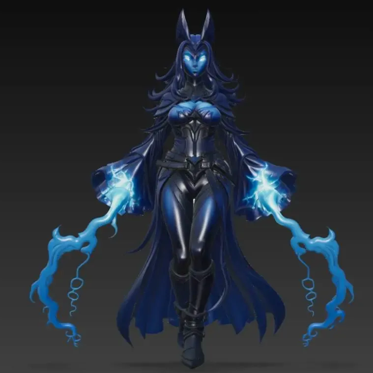 Blue Witch character with lightning