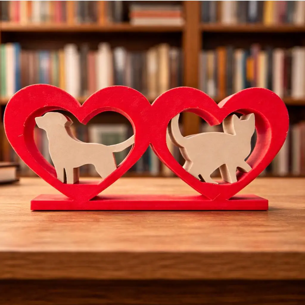 Hearts with Dog and Cat