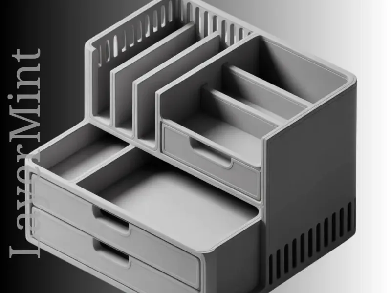 Modern Desktop Organizer with 3 Drawers - STL Model