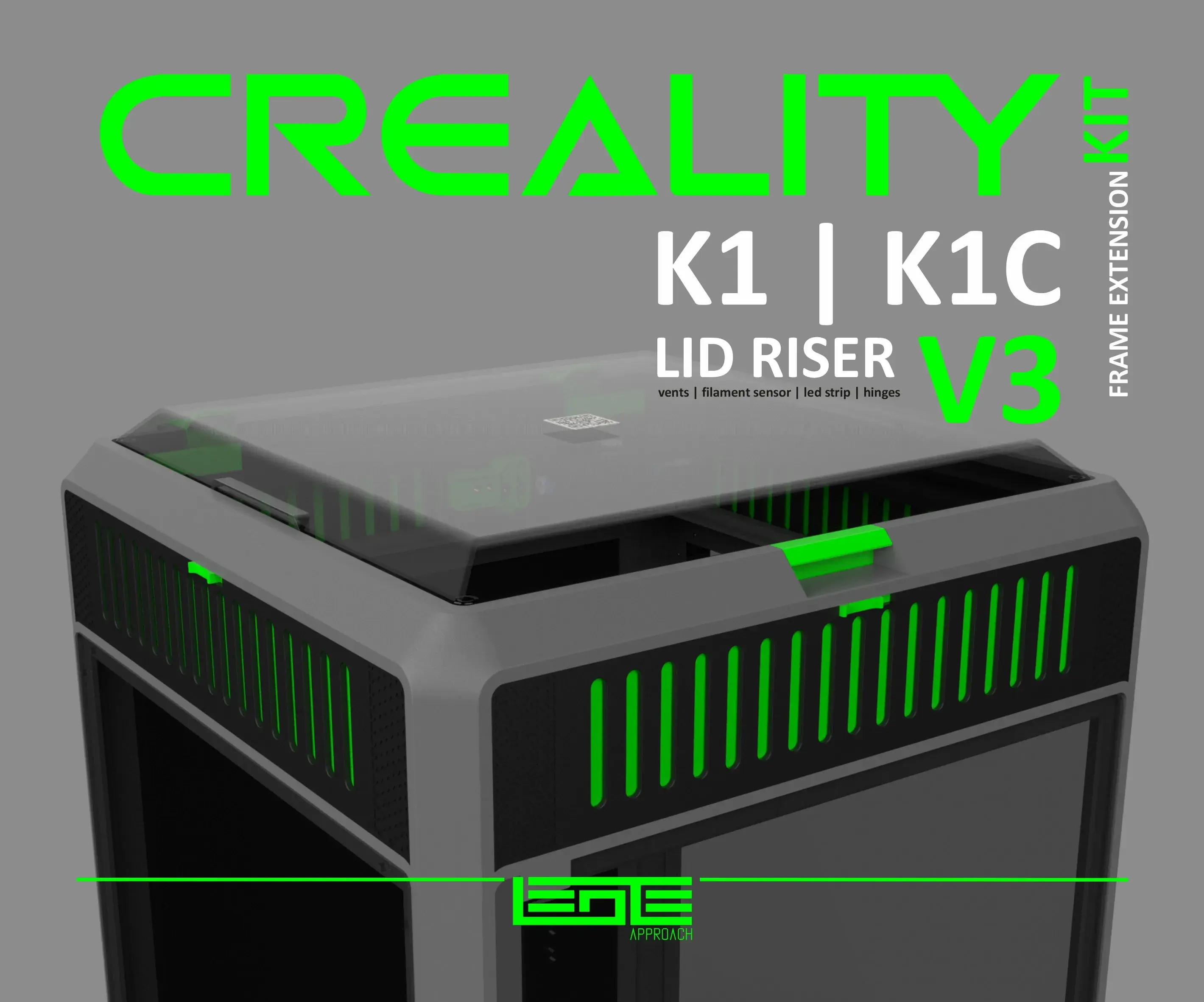 CREALITY K1 対策済み CREALITY K1|K1C|K1SE - LID RISER V3 [FRAME EXTENSION KIT