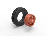 Front 5 spoke wheel of old school truck Scale 1:25-8
