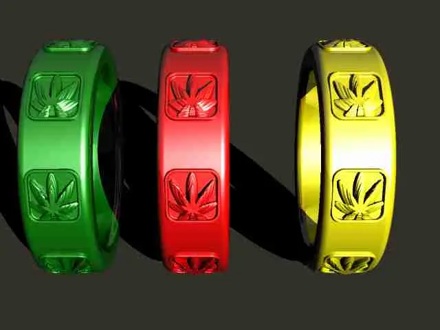 anillo de joyería temática de cannabis.