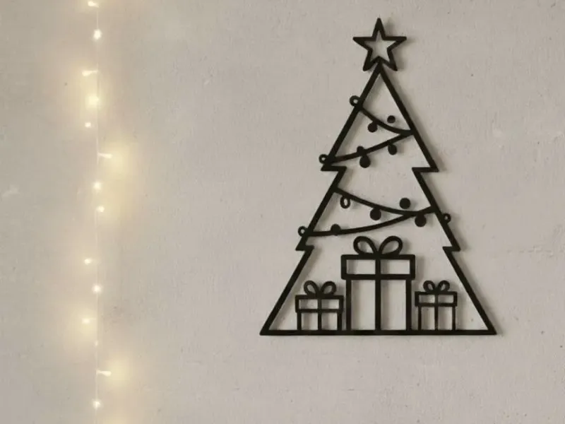 🎄 Minimalist Geometric Christmas Tree Wall Art