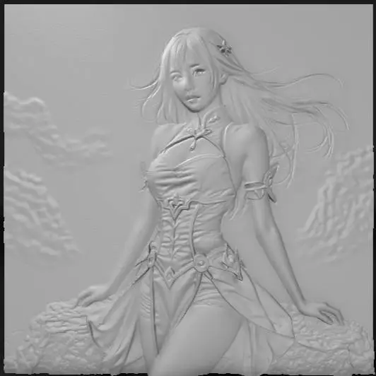 sexy anime sorceress on misty mountain cliff2