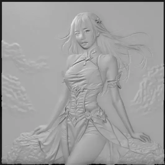 sexy anime sorceress on misty mountain cliff2