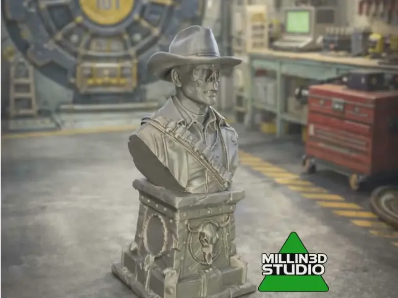 Statua busto di Ghoul Cooper Howard dal videogioco Fallout