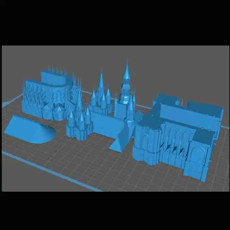 Gothic church with bell tower 15 - scenery medieval miniatur