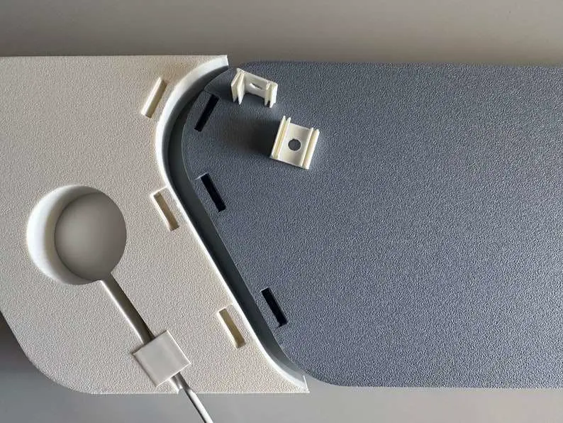Modular desk organiser and catchall tray with MagSafe add-on