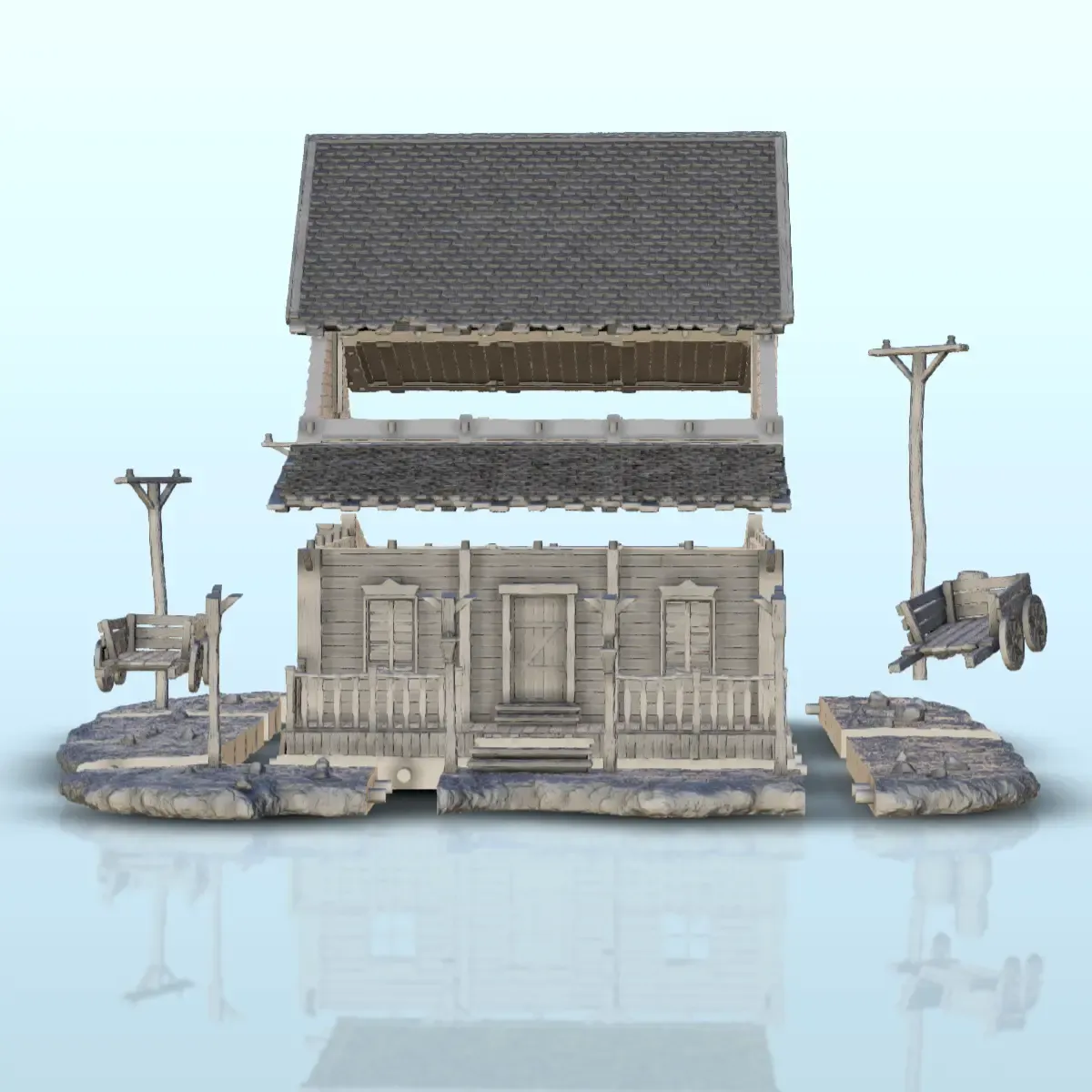 House with stone fireplace - Terrain scenery West Old