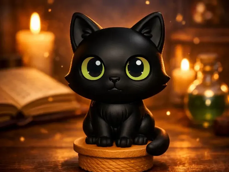 Chibi Black Cat – Mini Desk Figurine