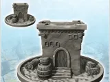 Medieval house on pedestal with flat roof and exterior acces-1