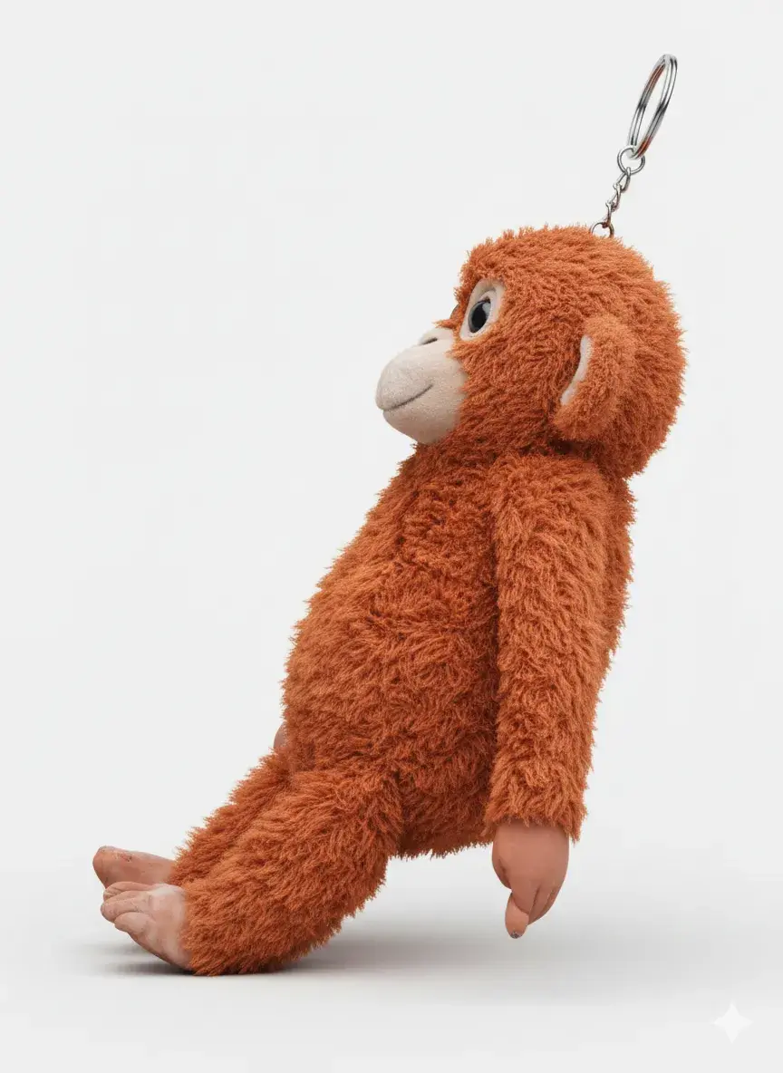 Punch Cute Plush Monkey Keychain STL - Furry Texture 3D