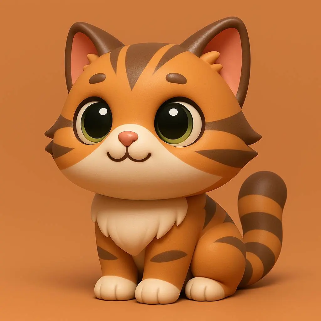Orange Little Kitten Figure