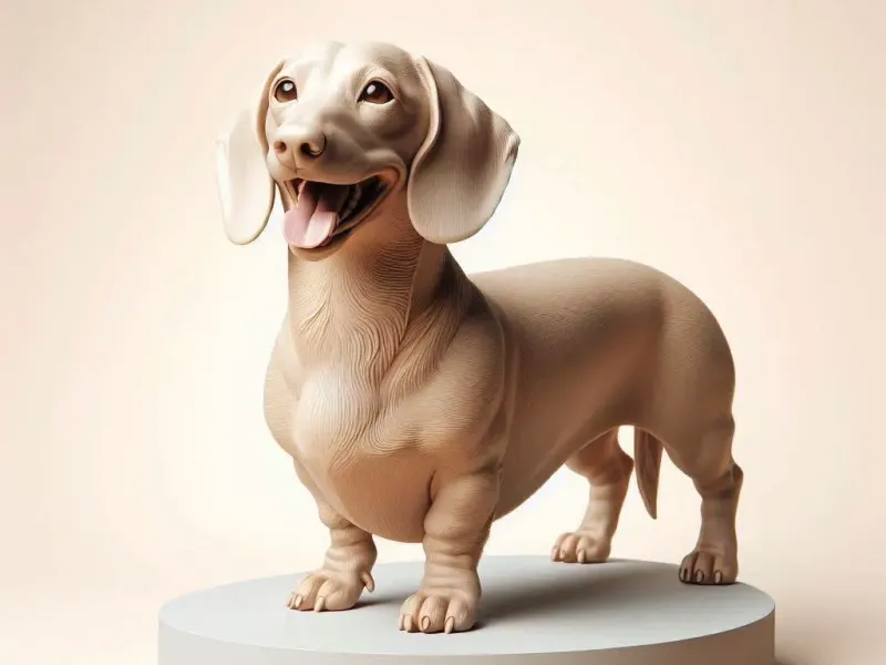 3729  Estátua de Dachshund Sorridente Estilo Marfim Impressa em 3D  STL