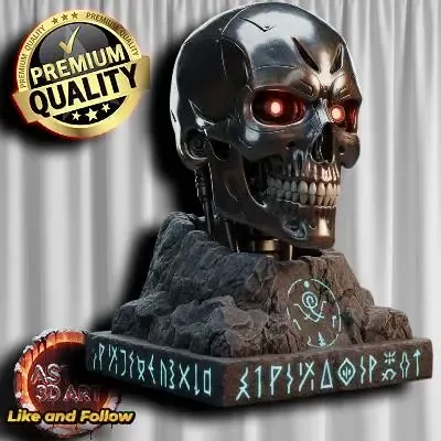 T800 Robot Skull with Plattform ❤️