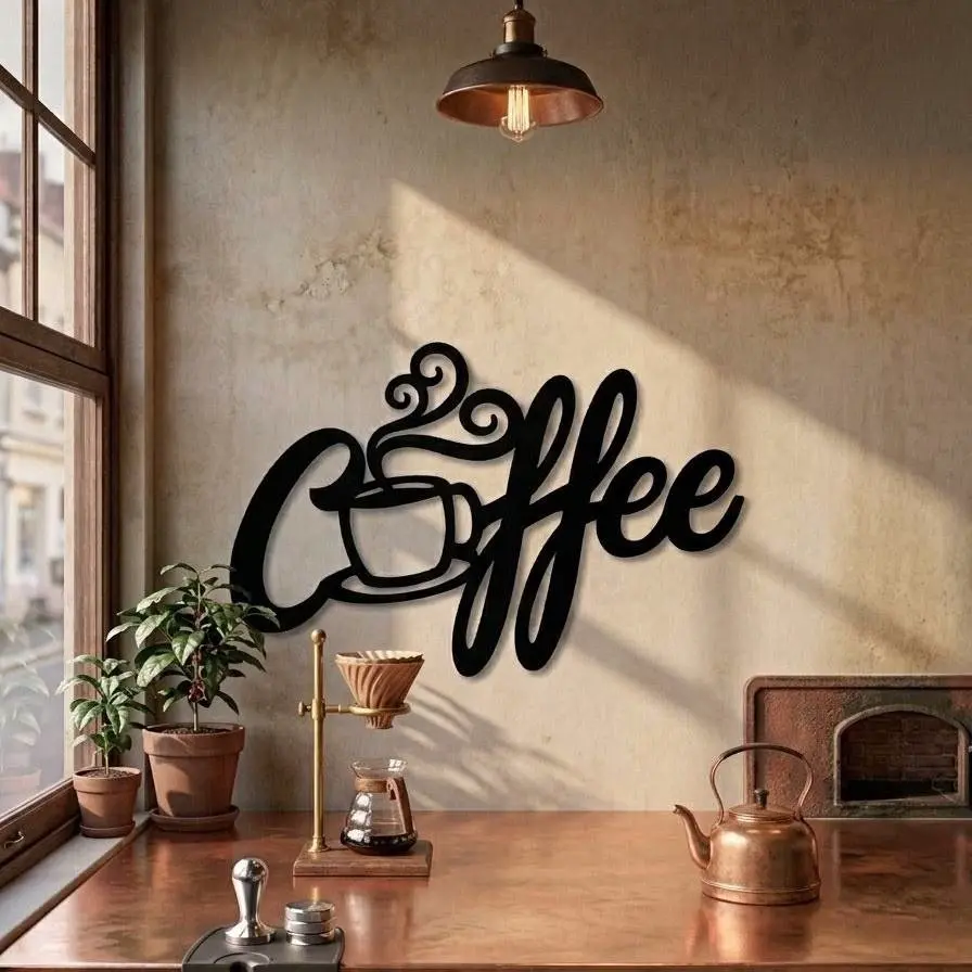 Coffee Script Wall Sign with Cup