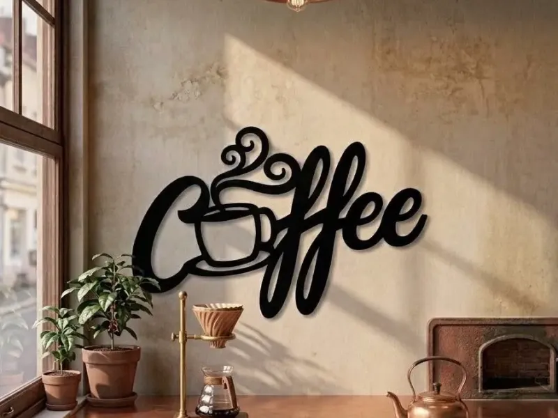 Coffee Script Wall Sign with Cup