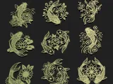 Floral Koi Fish CNC SVG STL Pack 9 Designs-6