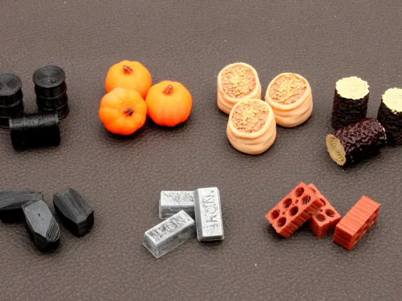 Board Game resources, Food-Grain, Pumpkin, Wood, Metal-Iron,