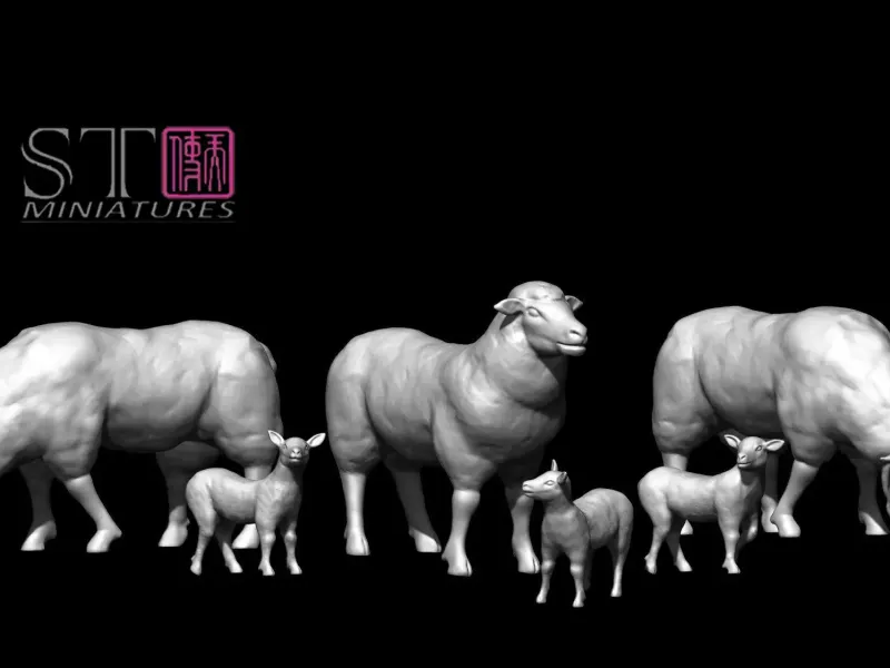 Flock of Sheep (with and without base)