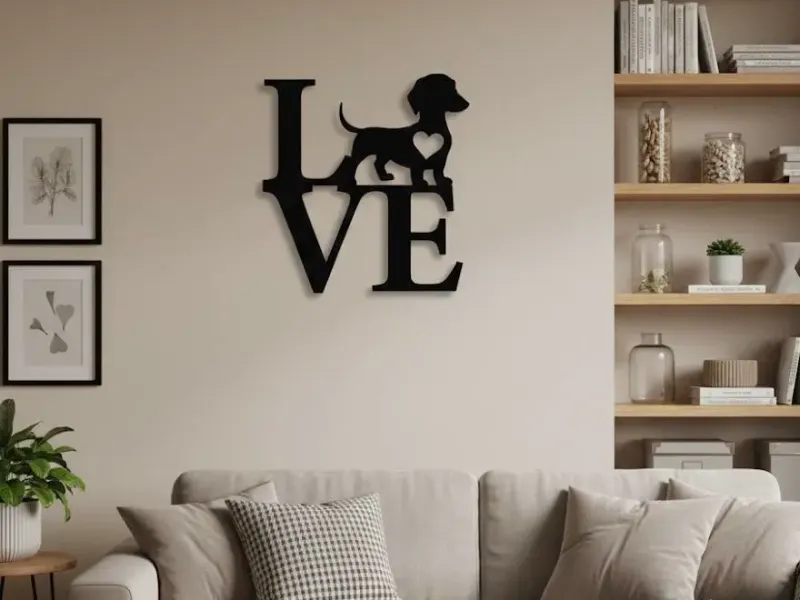 Dachshund LOVE Wall Art - Minimalist Dog Decor