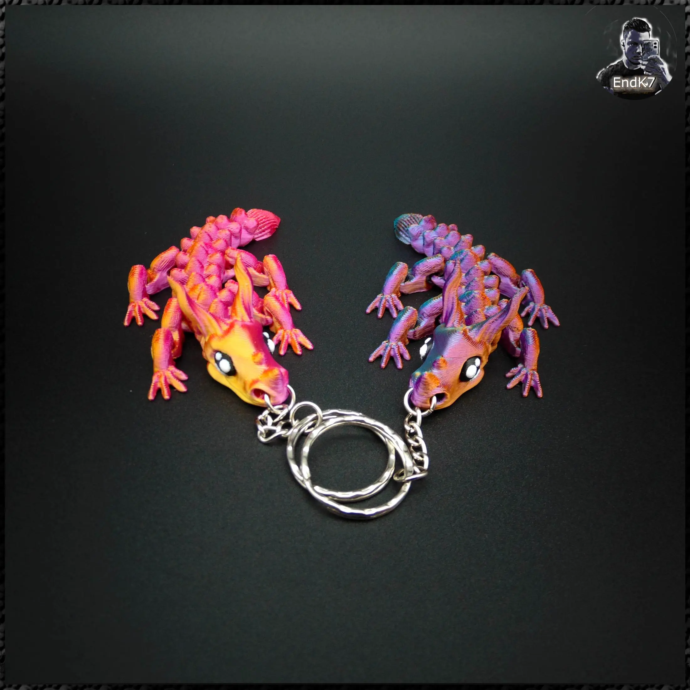 Graceful Dragon Keychain - multicolor - print in place