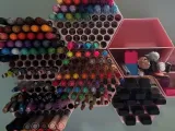 Modular hexagonal wall-mounted pen organizer-0